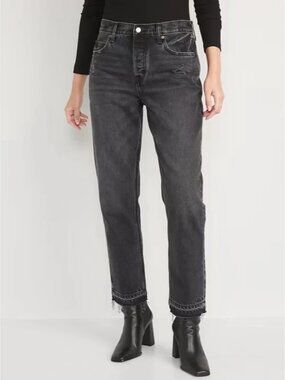 NWOT Old Navy High-Waisted Button-Fly Slouchy Taper Black-Wash Jeans 12